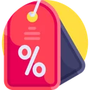 Red discount tag with percentage symbol representing a sale or promotion